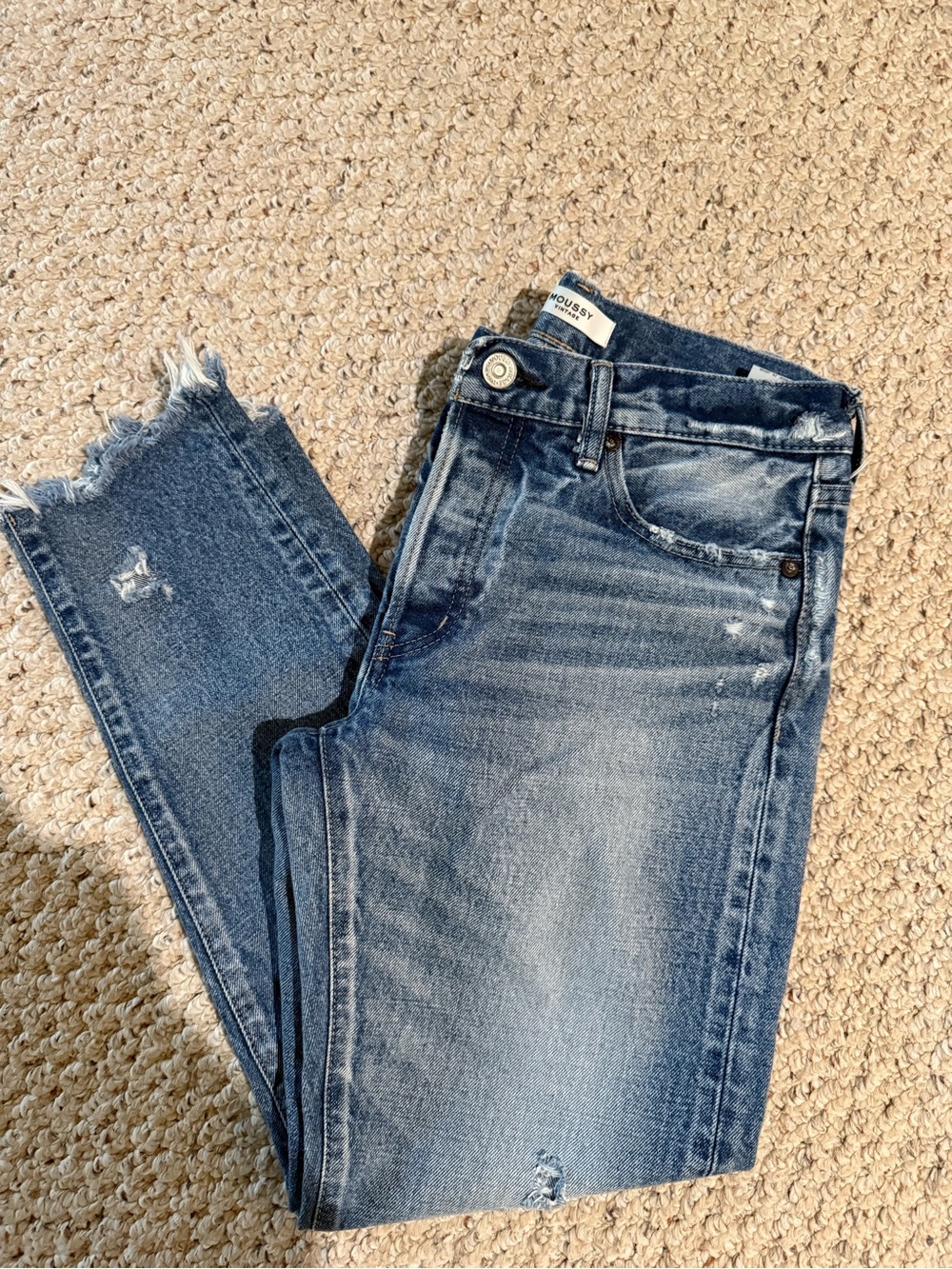 Moussy Faded Blue Skinny Distressed Jeans